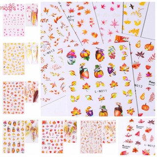 Nedfs สติกเกอร์ตกแต่งเล็บ ลายฟักทอง ใบเมเปิ้ล เชอร์รี่ ใบเมเปิ้ล DIY