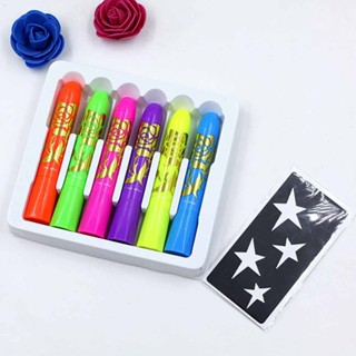 6PCS Neon Face Paint Pen Body Paint Glow in the Dark Makeup Supplies for Party