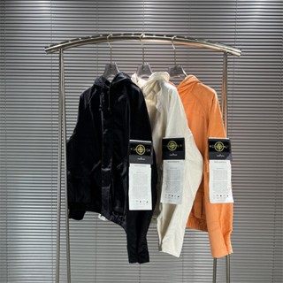 STONE ISLAND ขายดี หินเกาะอก! เสื้อแจ็กเก็ต มีฮู้ด ผ้าลูกฟูก ปักลายเข็มทิศ มีซิป คุณภาพสูง แฟชั่นสําหรับผู้หญิง และผู้ชาย