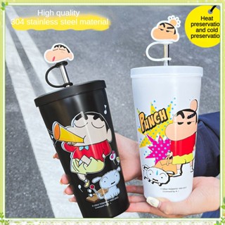 ✨✨youngtime Crayon Shin-chan แก้วเก็บความร้อนสแตนเลสพร้อมฟาง 600ml ขวดเก็บความร้อนความจุขนาดใหญ่ ถ้วยสูญญากาศสำหรับเด็ก ของขวัญเด็ก youngtime✨✨