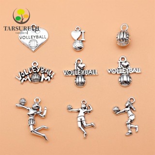 Tarsureth จี้วอลเลย์บอล โลหะผสม 9 แบบ แฮนด์เมด สีเงิน สําหรับสร้อยข้อมือ 45 ชิ้น