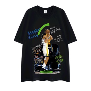 เสื้อยืดแขนสั้นลําลอง ทรงหลวม ขนาดใหญ่ พิมพ์ลาย NBA Star แฟชั่นฤดูร้อน สไตล์สตรีท สําหรับผู้ชาย