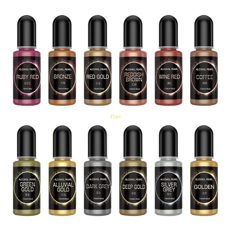 Flgo ผงสีอีพ็อกซี่เรซิ่นใส 12 สี สําหรับย้อมสีเครื่องประดับ Diy