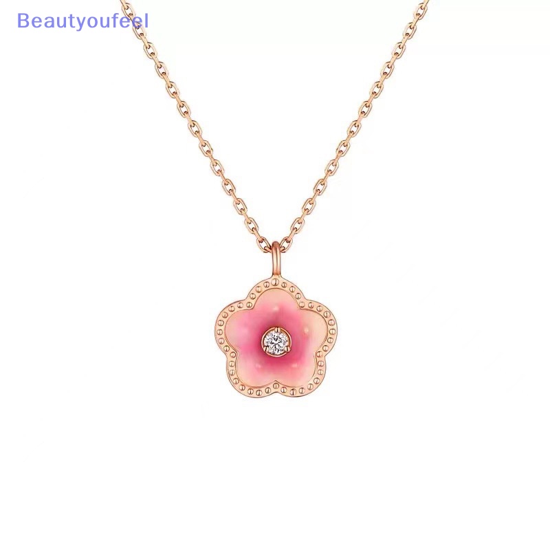 [Beautyoufeel] สร้อยคอโซ่ จี้ดอกไม้ สีชมพู ประดับเพทาย น่ารัก แวววาว เครื่องประดับแฟชั่น สําหรับผู้หญิง