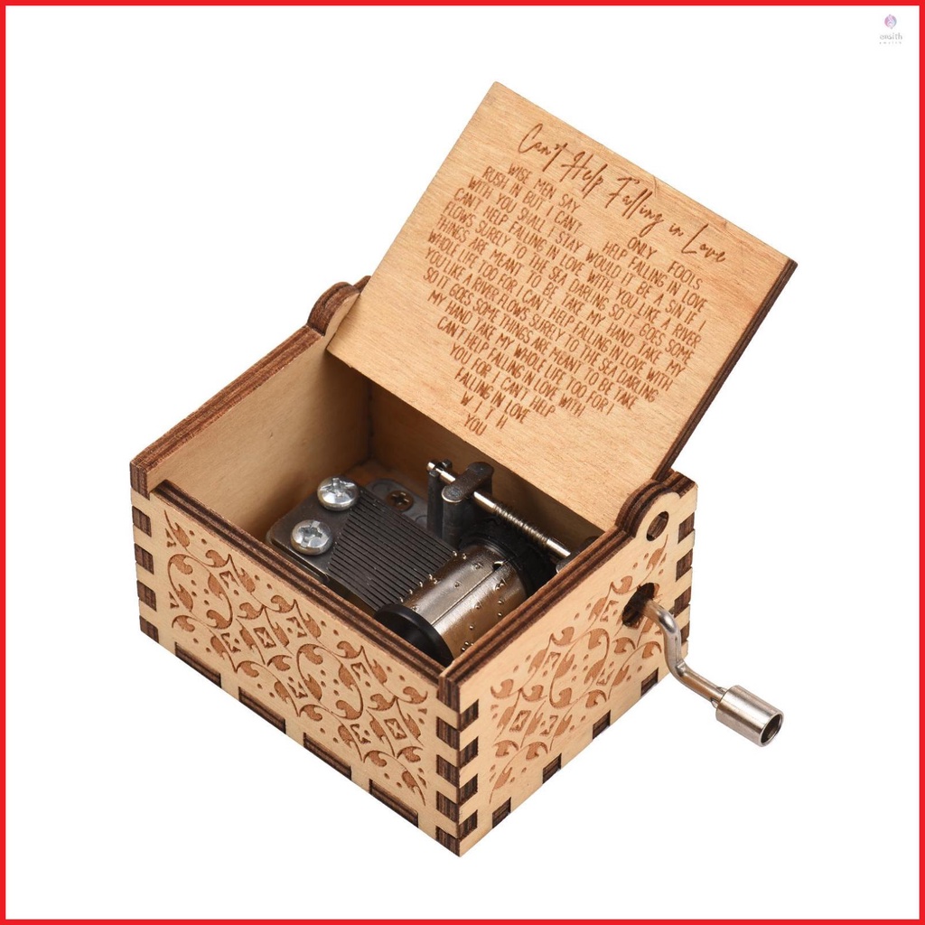 Vintage Wooden Music Box with Melody "Can't Help Falling in Love" - Perfect Christmas Gift