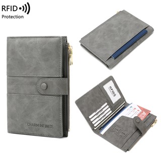 กระเป๋าสตางค์ มีซิป อเนกประสงค์ สําหรับใส่หนังสือเดินทาง RFID