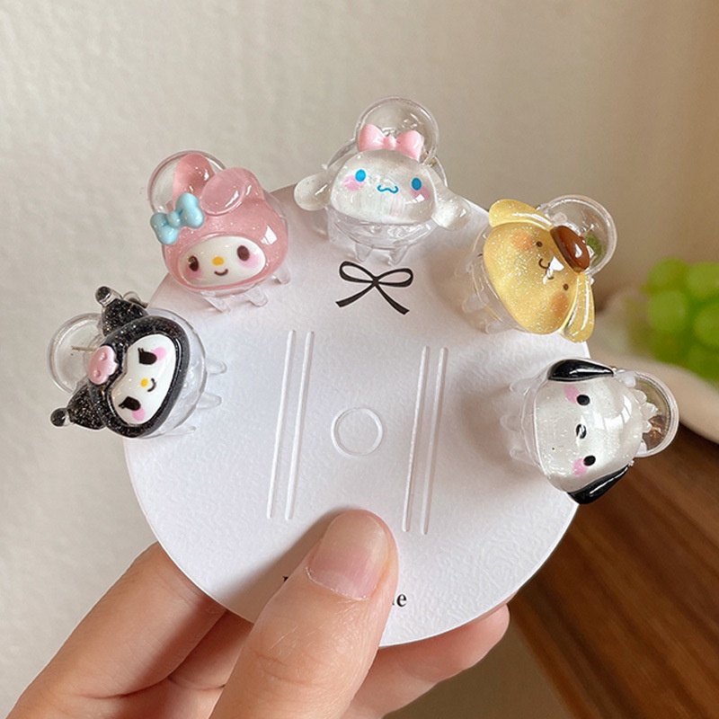 Sanrio กิ๊บติดผมหางม้า แบบใส ลายการ์ตูน My Melody Cinnamoroll น่ารัก สําหรับผู้หญิง