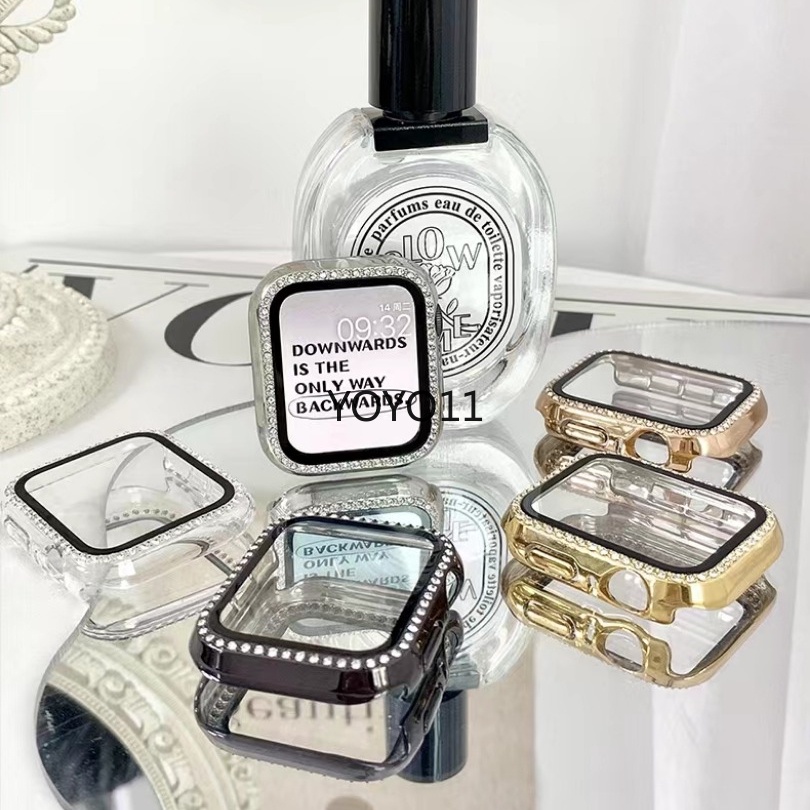 กระจกวิบวับ พร้อมฝาครอบ ป้องกันหน้าจอ สําหรับ Apple Watch Case 49 มม. 45 มม. 41 มม. 40 มม. 44 มม. 42 มม. iwatch series 9 8 7 3 5 6 SE