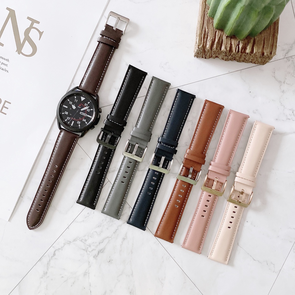 20 มม.22 มม.แฟชั่นสายหนังสําหรับ Samsung Galaxy Watch 7 FE 6 5 4 3/Watch6 คลาสสิก 43 มม.47 มม./Active 2 40 มม.44 มม./เกียร์ S3
