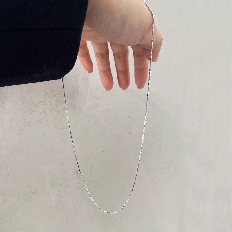 Roselife สร้อยคอโซ่เงิน S925 จี้รูปกล่องธรรมดา กันแพ้ เครื่องประดับ สําหรับผู้หญิง และผู้ชาย - รูปที่ 4