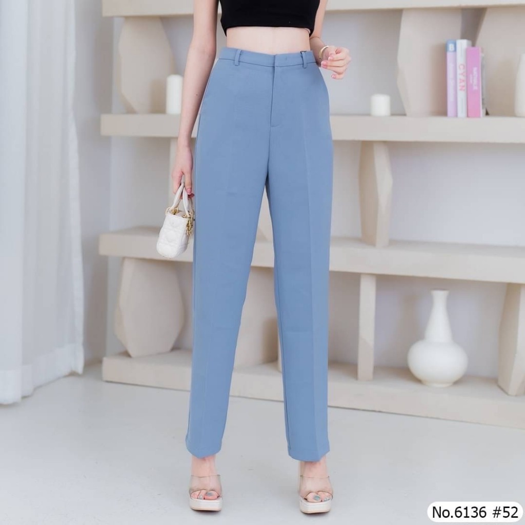 Miss Daisy กางเกงขายาว ทรงกระบอก No.6136 ผ้า Polyester+Spandex(ผ้าไม่ยืด) คุณภาพงานตัดเย็บเกรดห้าง