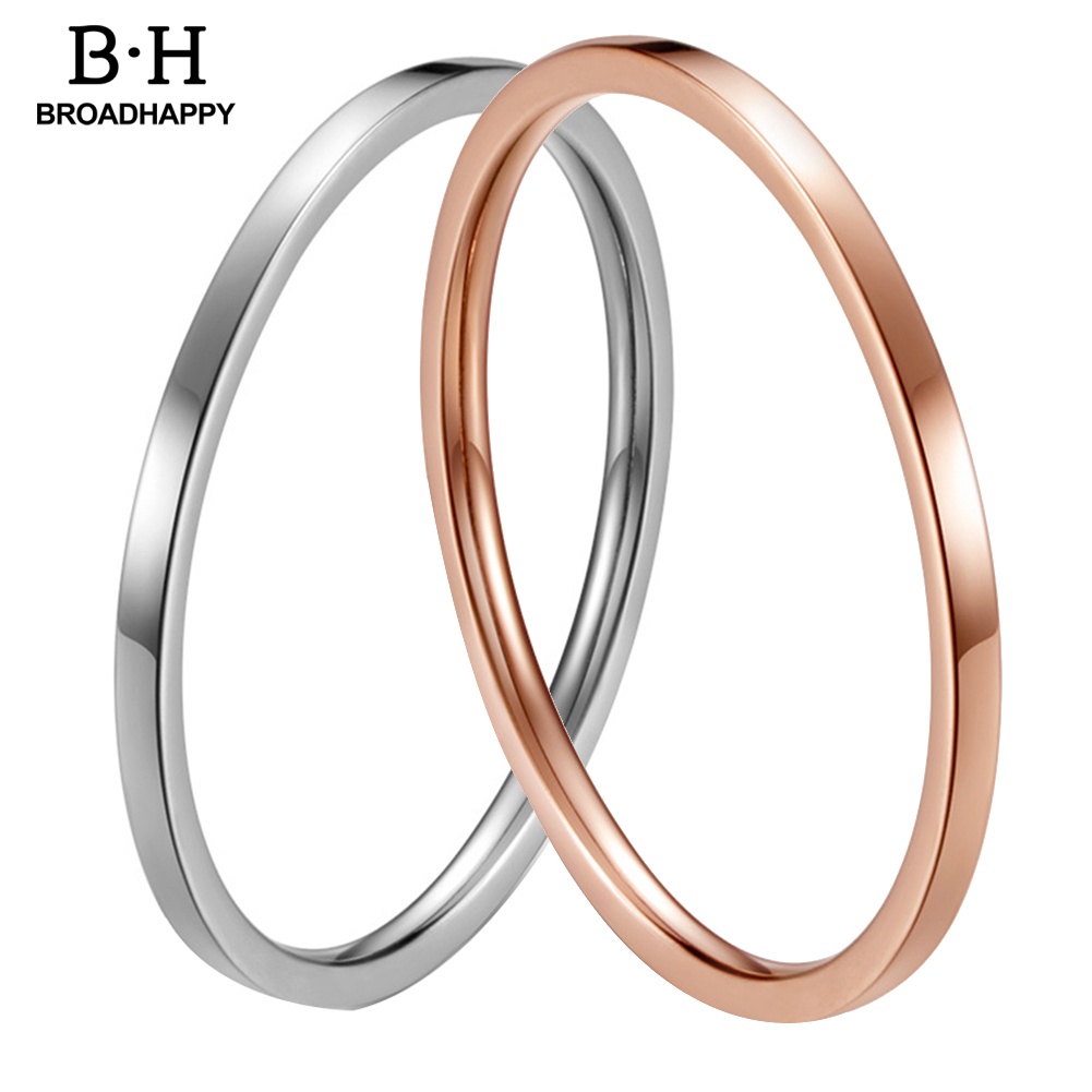 broadhappy แหวนไทเทเนียมเหล็ก แบบบาง เรียบหรู ของขวัญแต่งงาน แฟชั่นสําหรับผู้หญิง
