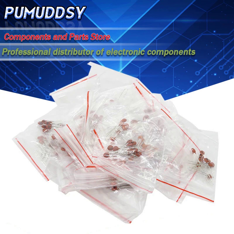 100PCS ตัวเก็บประจุเซรามิก 50V 1pF ~ 100nF 0.1uF 104 4.7PF 10PF 22PF 33PF 47PF 100PF 101 220PF 221 3