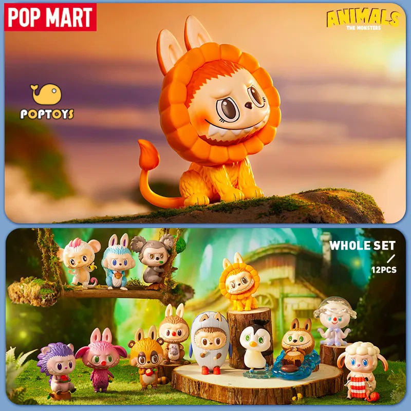 POPTOYPOPMART Labubu The Monsters Elfs Animals series กล่องตาบอดของเล่นของขวัญวันเกิดน่ารักยืนยันของเล่นศิลปะ Labubu