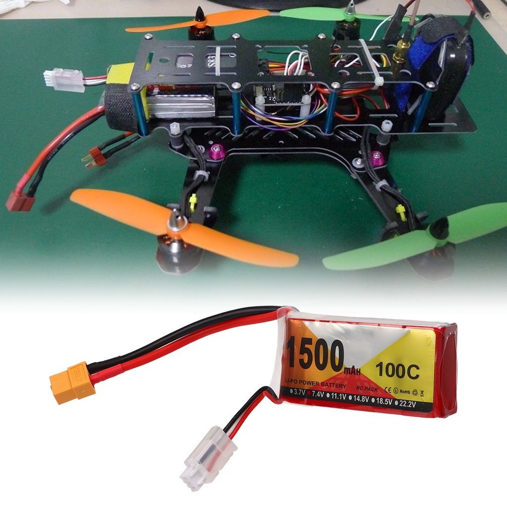 BW3 7.4V 1500mAh 100C 2S Lipo แบตเตอรี่ พร้อมอุปกรณ์เสริมปลั๊ก XT60 สำหรับ H210 RC Racing Car Quadco