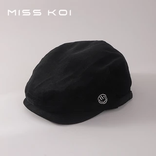 MISSKOI Retro ไปข้างหน้าหมวกหญิงเกาหลีรุ่น All-Match หัวใหญ่เส้นรอบวง Newsboy จิตรกรหมวก Peaked หมวก Influencer แสดงใบหน้าขนาดเล็ก Beret T