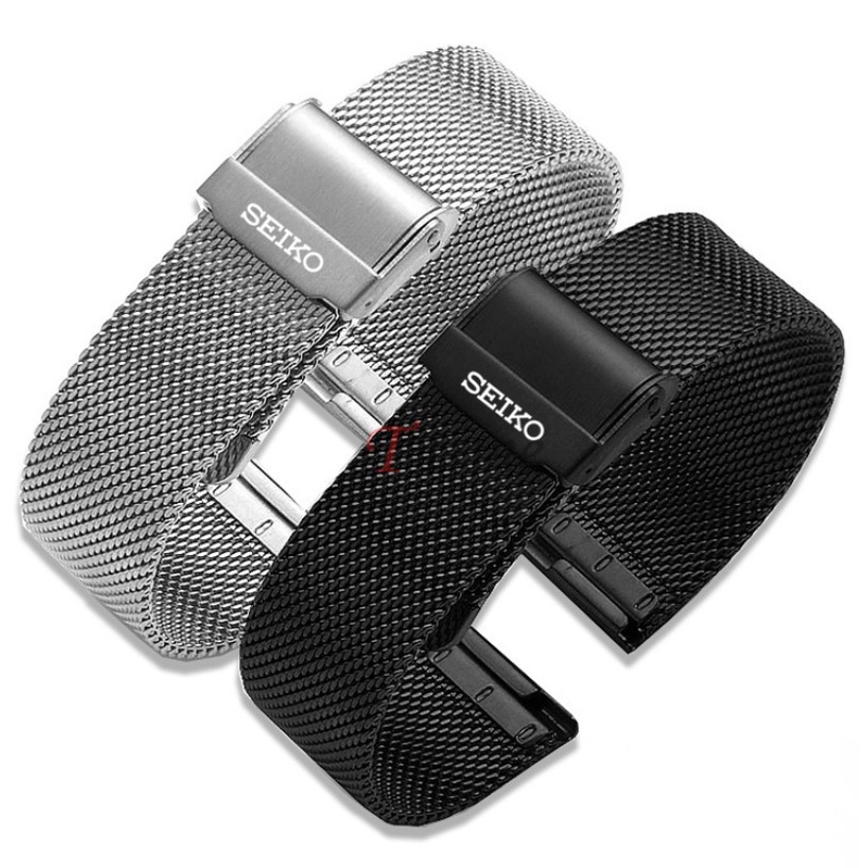 สายนาฬิกาข้อมือสเตนเลส 18 มม. 19 มม. 20 มม. 21 มม. 22 มม. Milan 0.6mesh สําหรับ Seiko No. หอยเป๋าฮื้อกระป๋อง 5 PROSPEX