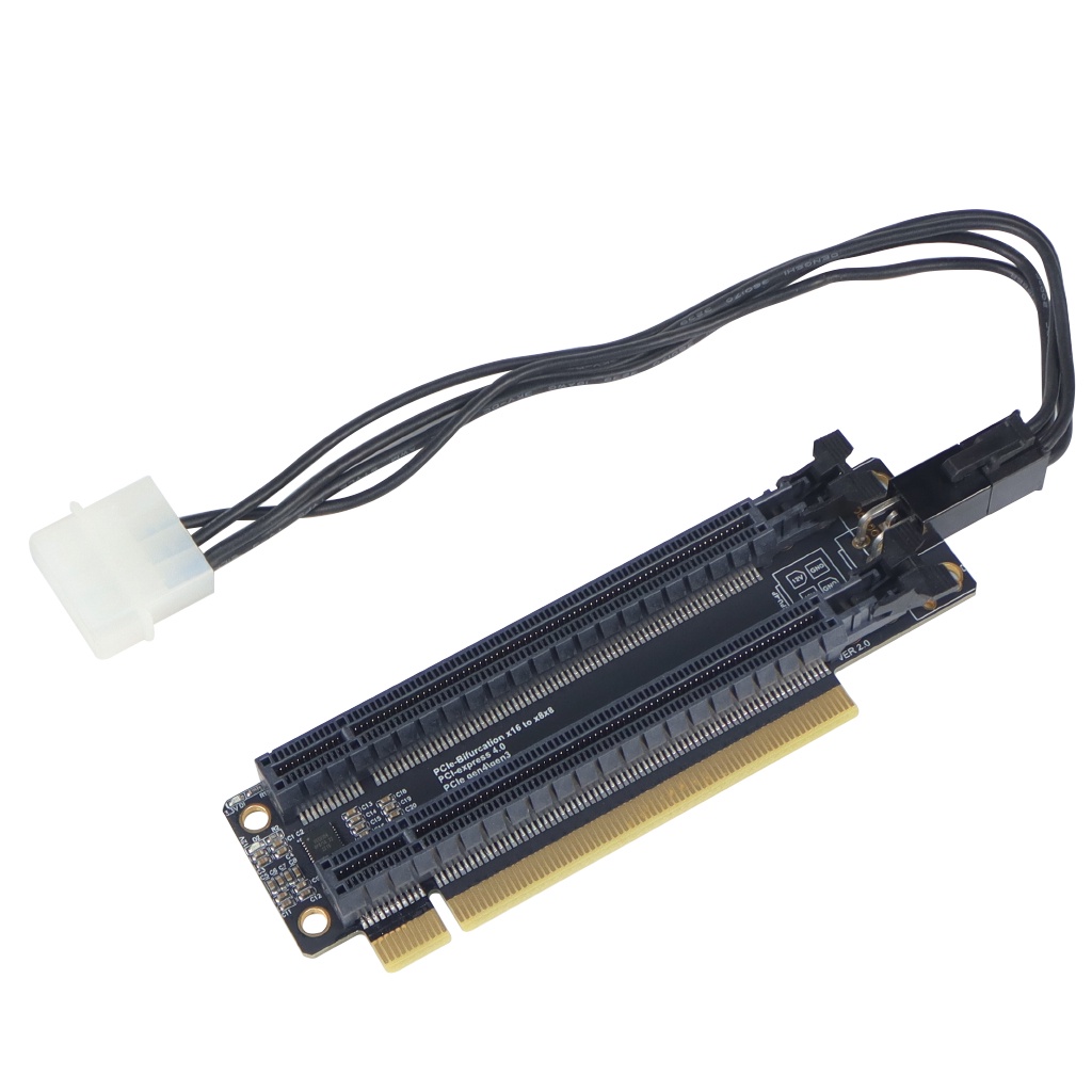 JMT PCI-E 3.0 X16 Gen3 การ์ดขยายแยก PCI-E Bifurcation X16 ถึง X8X8 พร้อมช่องอวกาศ 20 มม. CPU4P พอร์ต
