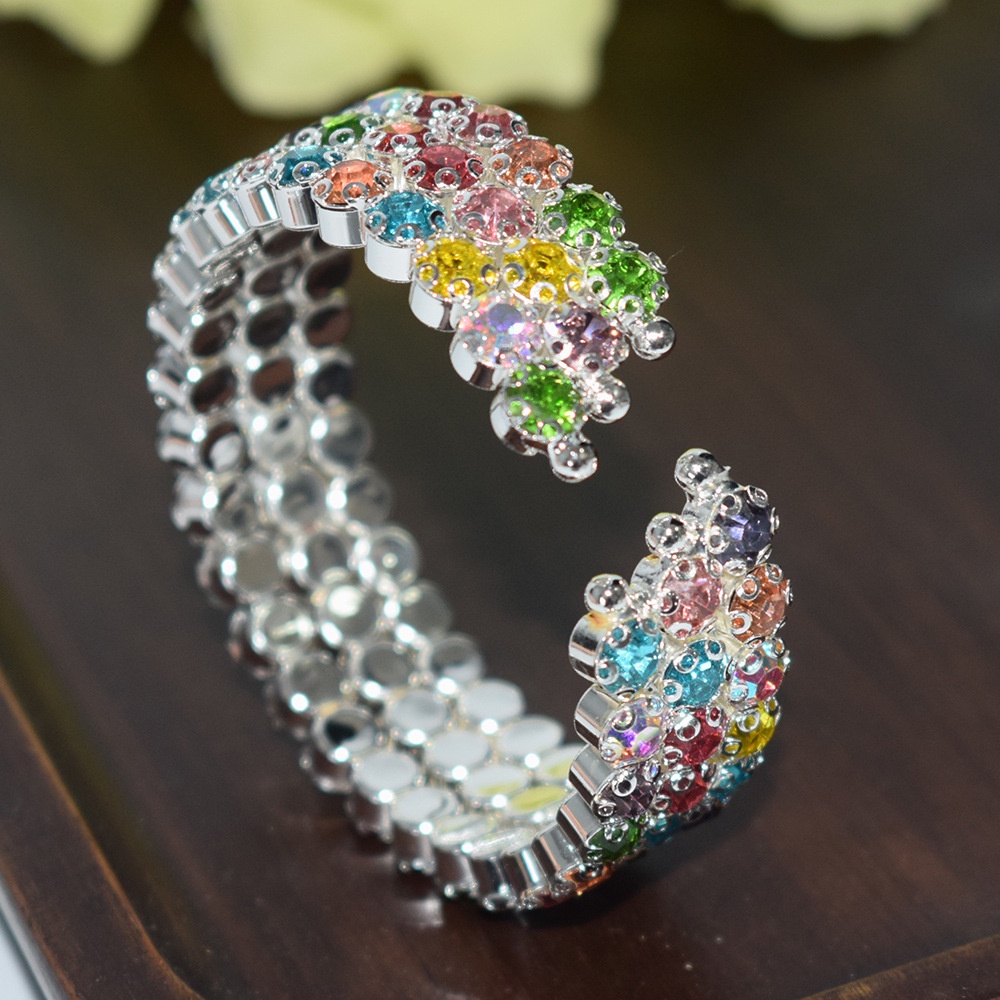 สร้อยข้อมือเพชร 2/3/5 แถว แฟชั่น พร้อมโซ่ก้ามปู สําหรับสุภาพสตรี ราคา ถูกที่สุด ดีลบีเคเค แกลเลอรีภาพที่ 5