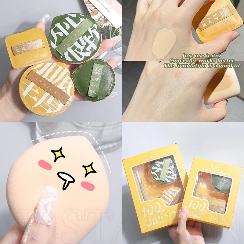 3 ชิ้น/กล่อง Soft Air Cushion พัฟคอนซีลเลอร์แปรง/เปียกแห้งใช้ฟองน้ําพัฟความงาม/รองพื้นความงามผสมฟองน้ํา/รองพื้น Air Cushion แป้งพัฟสําหรับทาบีบีครีม,Liqu