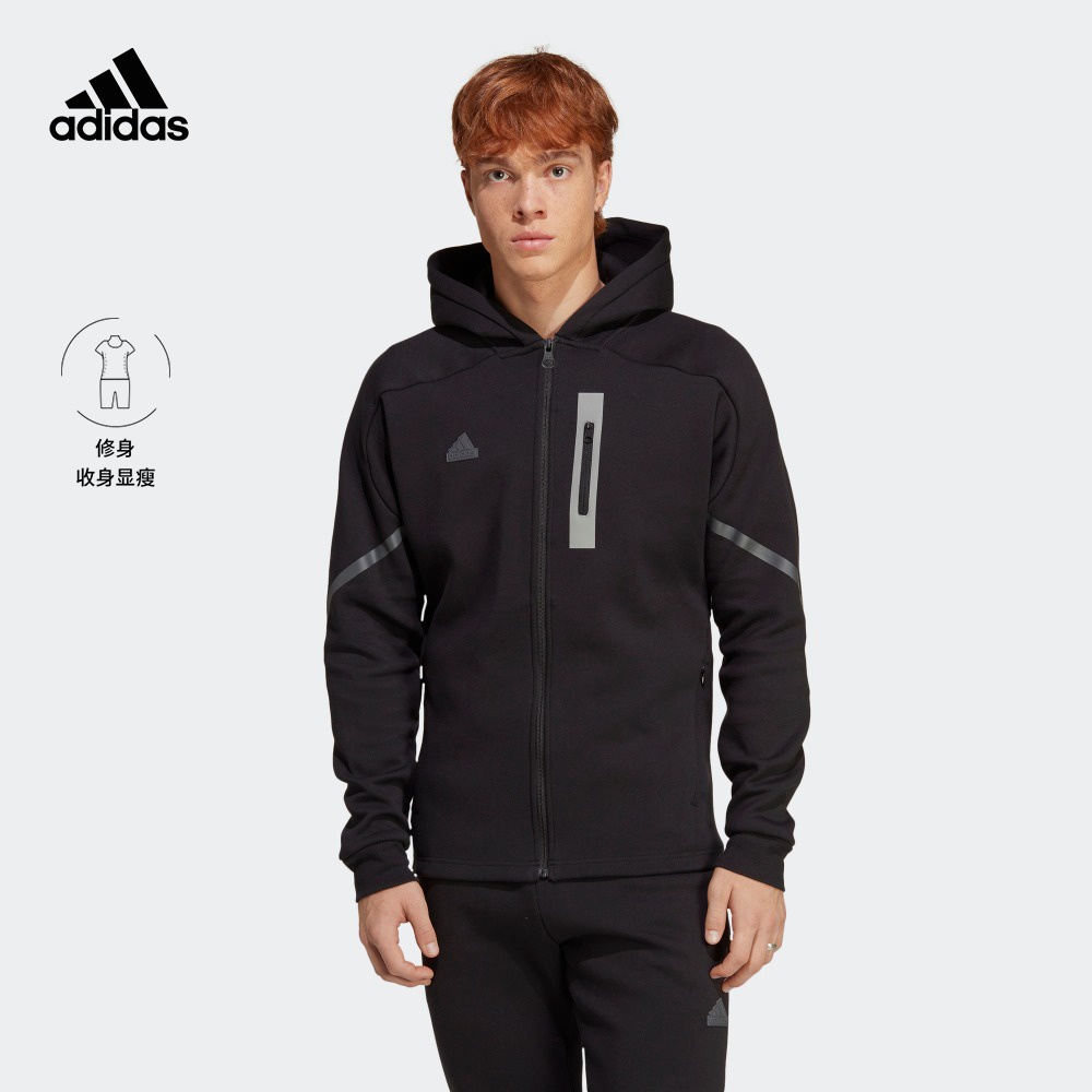 Adidas เสื้อแจ็กเก็ต เสื้อกีฬา มีฮู้ด แบบเข้ารูป สําหรับผู้ชาย IC8044