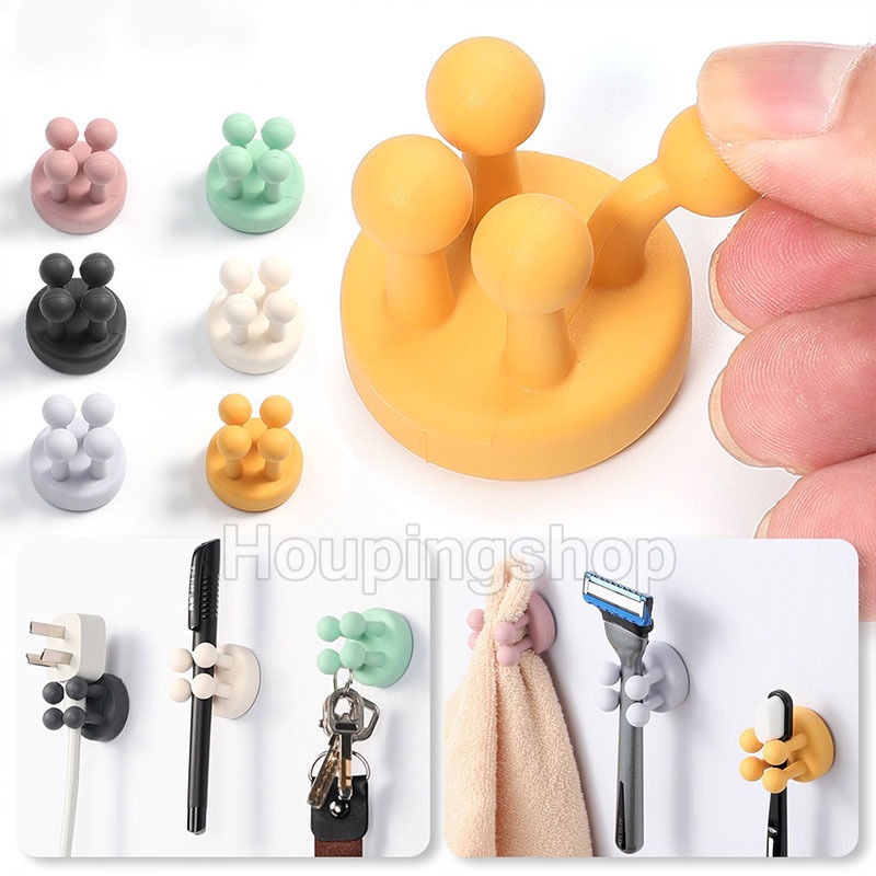 ตะขอซิลิโคน แบบติดผนัง มีกาวในตัว สําหรับแขวนแปรงสีฟัน มีดโกน ผ้าขนหนู กุญแจ สายเคเบิล