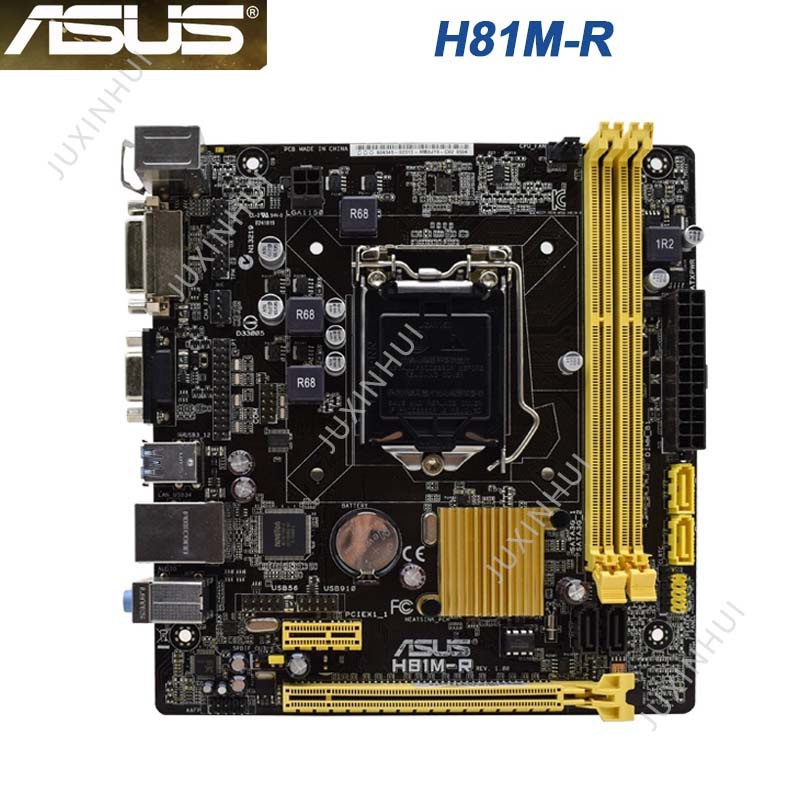 มือสองเมนบอร์ด ASUS H81M-R เมนบอร์ด Intel H81 LGA 1150 PCI-E X16 SATA3 UEFI BIOS DDR3 สําหรับ Core i
