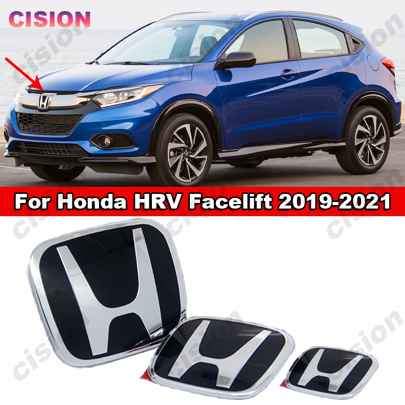 กรอบครอบพวงมาลัยรถยนต์ ด้านหน้า และด้านหลัง ลายโลโก้ 3D สีดํา สําหรับ Honda HRV 2019 2020 2021