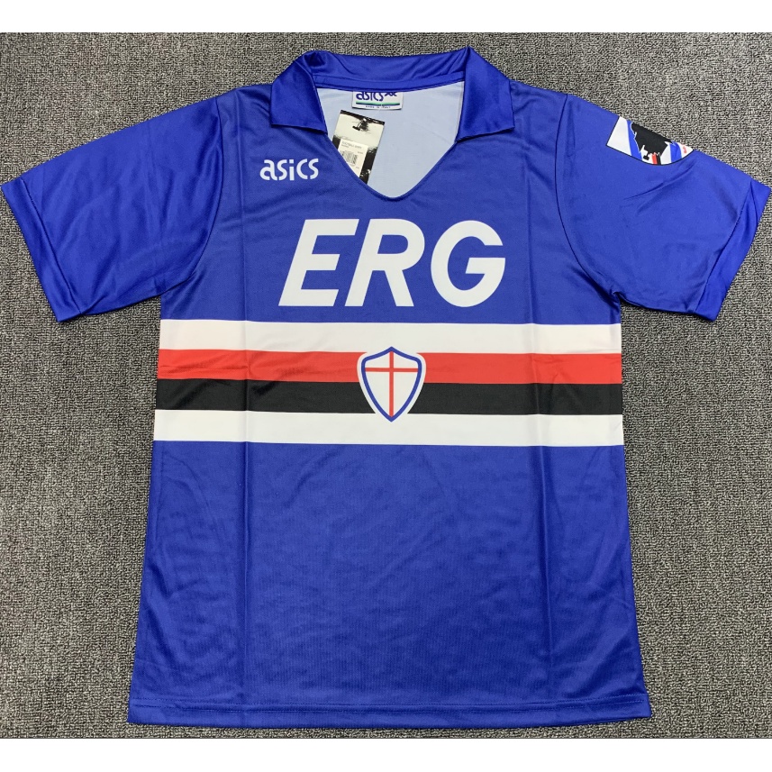 เสื้อกีฬาแขนสั้น ลายทีมชาติฟุตบอล Sampdoria 90-91 คุณภาพสูง สไตล์วินเทจ ไซซ์ S-XXL