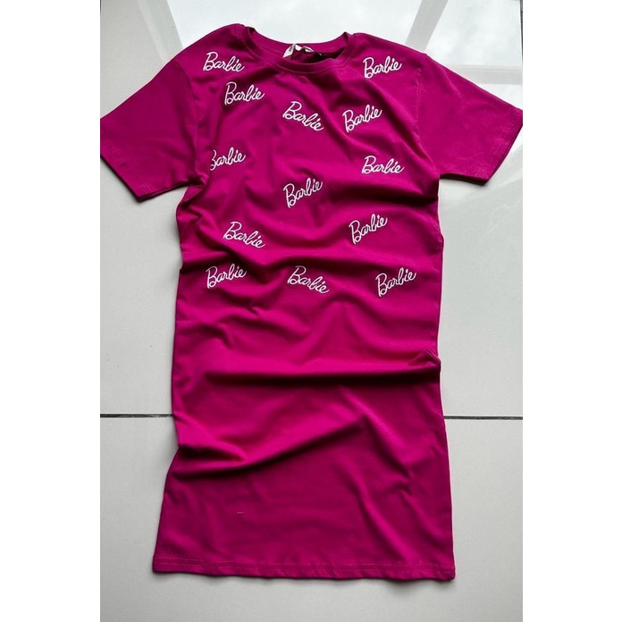 Midi Dress Premium 100% Cotton 2Y-10Y Sulam Barbie Pinky