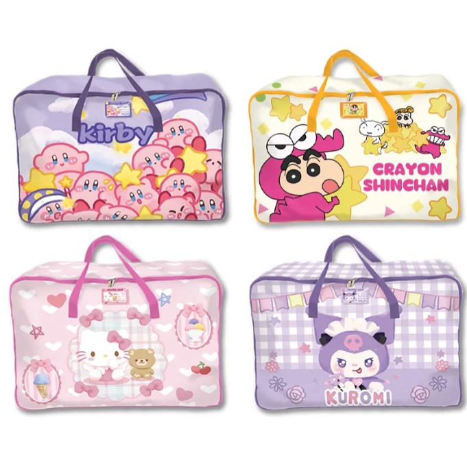 กระเป๋าเก็บผ้าห่ม ผ้านวม ลายการ์ตูน Hello Kitty Kuromi ขนาดใหญ่ ป้องกันความชื้น ของใช้ในครัวเรือน สํ