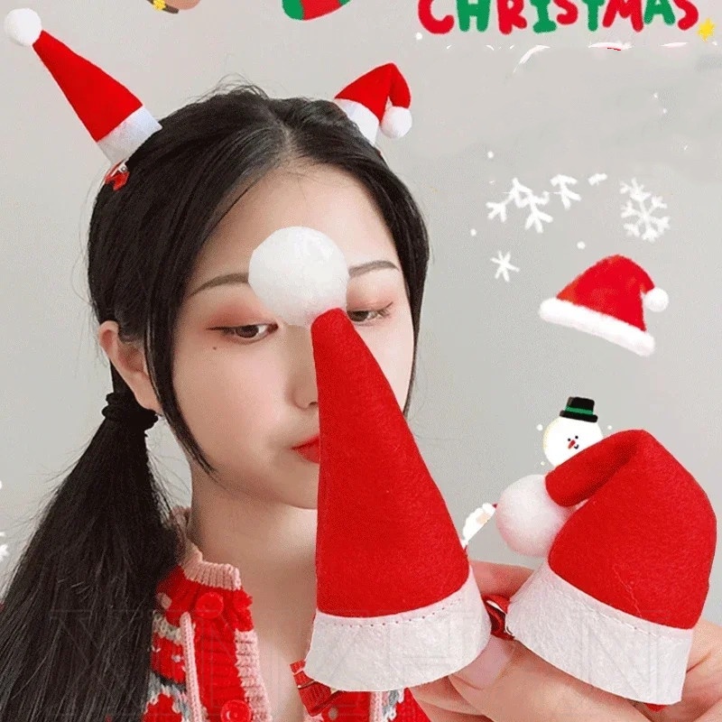 กิ๊บติดผม รูปหมวกคริสต์มาส ขนาดเล็ก น่ารัก เครื่องประดับ สําหรับปาร์ตี้คริสต์มาส