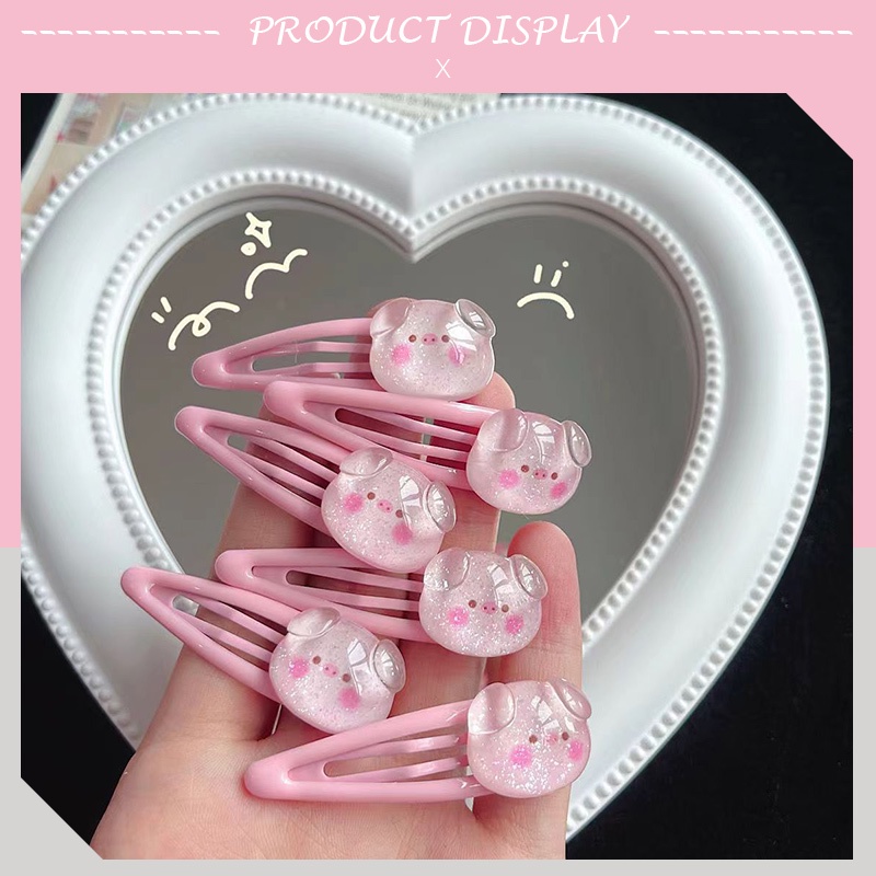 COD-ในไทย Clear Piggy Hair Claw Clip คลิปผมหวานน่ารักร้อยเชือกผมหางม้าสูงสำหรับสุภาพสตรี-Kri