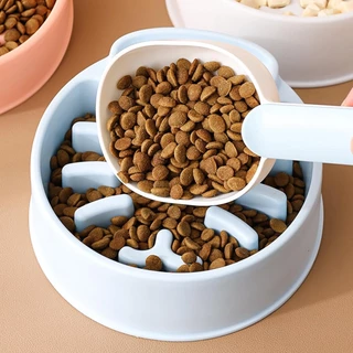 พร้อมส่ง ชามลดการกินเร็ว ชามอาหารสัตว์เลี้ยง ชามอาหารแมว วัสดุพลาสติกPP มีช่องแยกอาหารเปียก COD