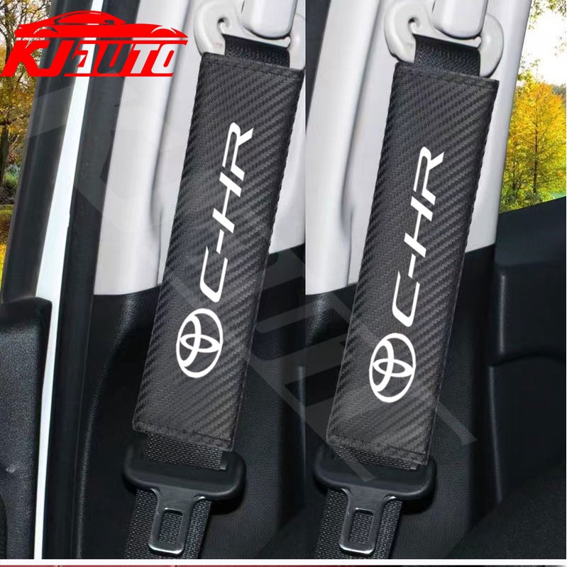 ปลอกหุ้มเข็มขัดนิรภัยรถยนต์ หนังคาร์บอน อุปกรณ์เสริม สําหรับ Toyota CHR C-HR TRD GR Sport 1/2 ชิ้น