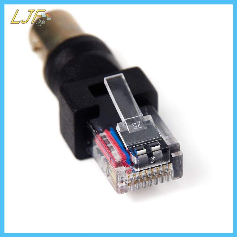 Ljf อะแดปเตอร์แจ็คเชื่อมต่อ BNC ตัวเมีย เป็น RJ45 ตัวผู้ 1 ชิ้น