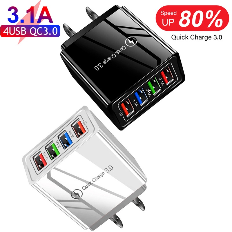 หัวชาร์จ usb 4 Port 4USB 3.1A Fast Charge Adapter ชาร์จได้ 4 เครื่องพร้อมกัน ปลั๊กชาร์จไฟบ้าน