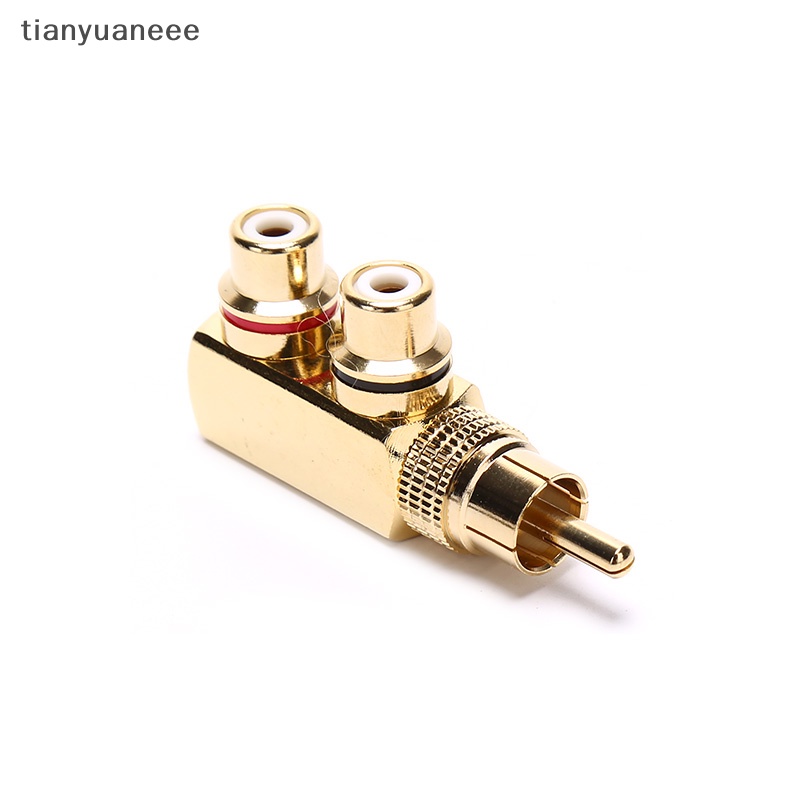 Tianyuaneee อะแดปเตอร์ปลั๊กแยกเสียง AV RCA 1 ตัวผู้ เป็น 2 ตัวเมีย F ชุบทอง