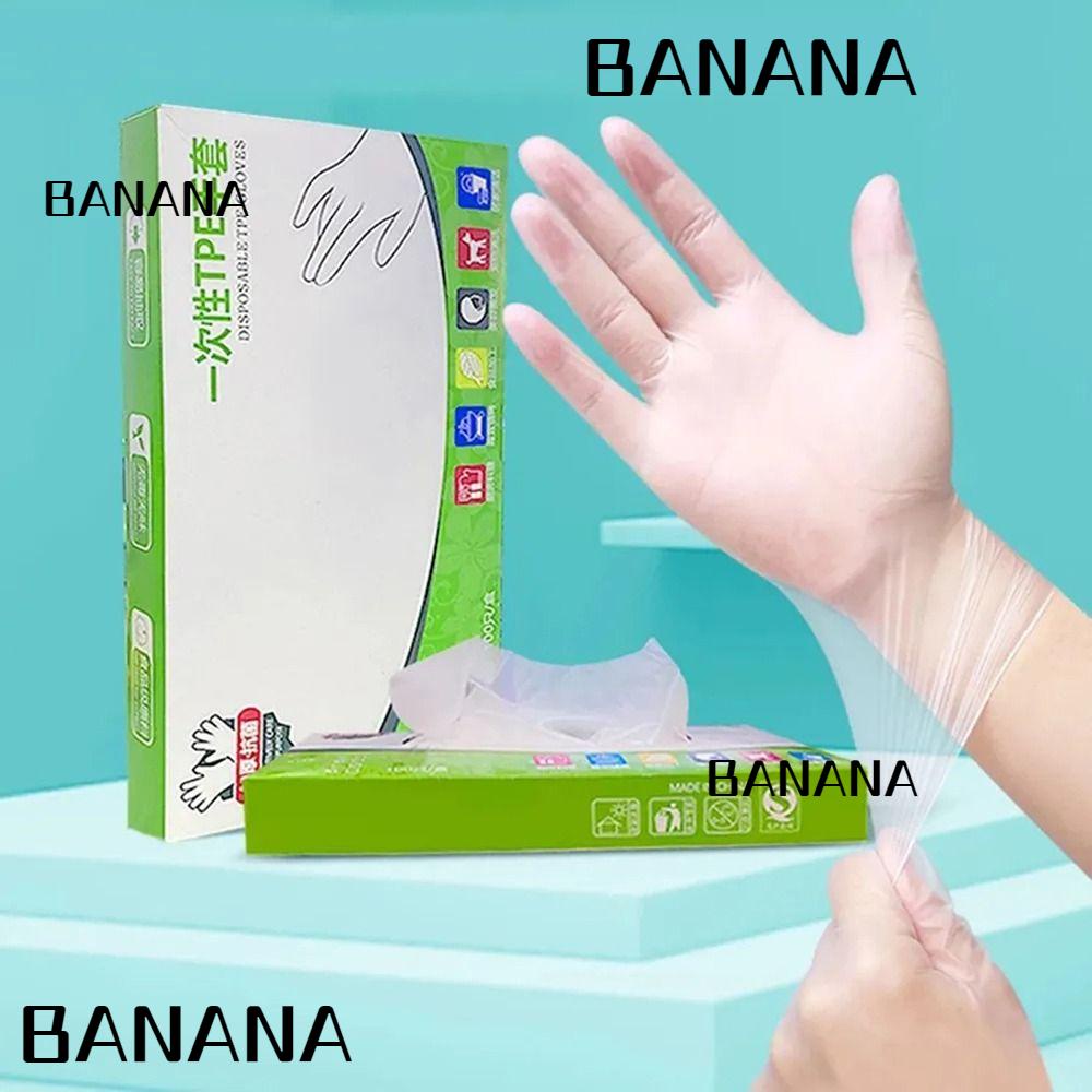 Banana1 ถุงมือยาง TPE แบบใส กันลื่น เกรดอาหาร ปลอดภัย สําหรับทําความสะอาด 100 ชิ้น