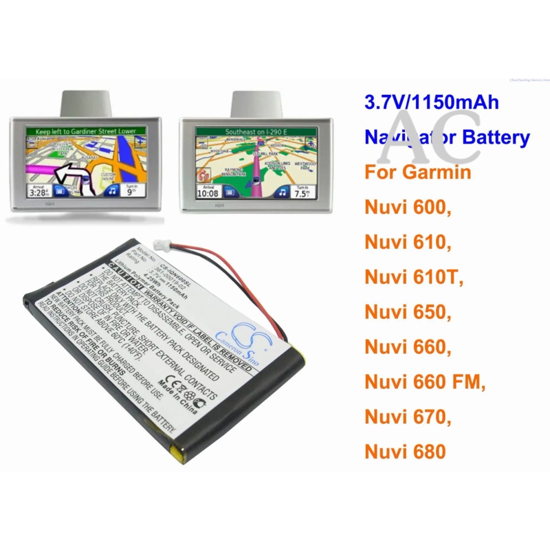 AC Cameron Sino 1150mAh Navigator Battery for Garmin Nuvi 600, Nuvi 610, Nuvi 610T, 650, 660, 660 FM