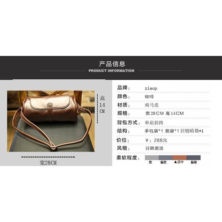 A.T.A กระเป๋าสะพายหลังหนัง Crazy Horse สไตล์เกาหลี รุ่นใหม่ สำหรับผู้ชาย แนววินเทจ - รูปที่ 4