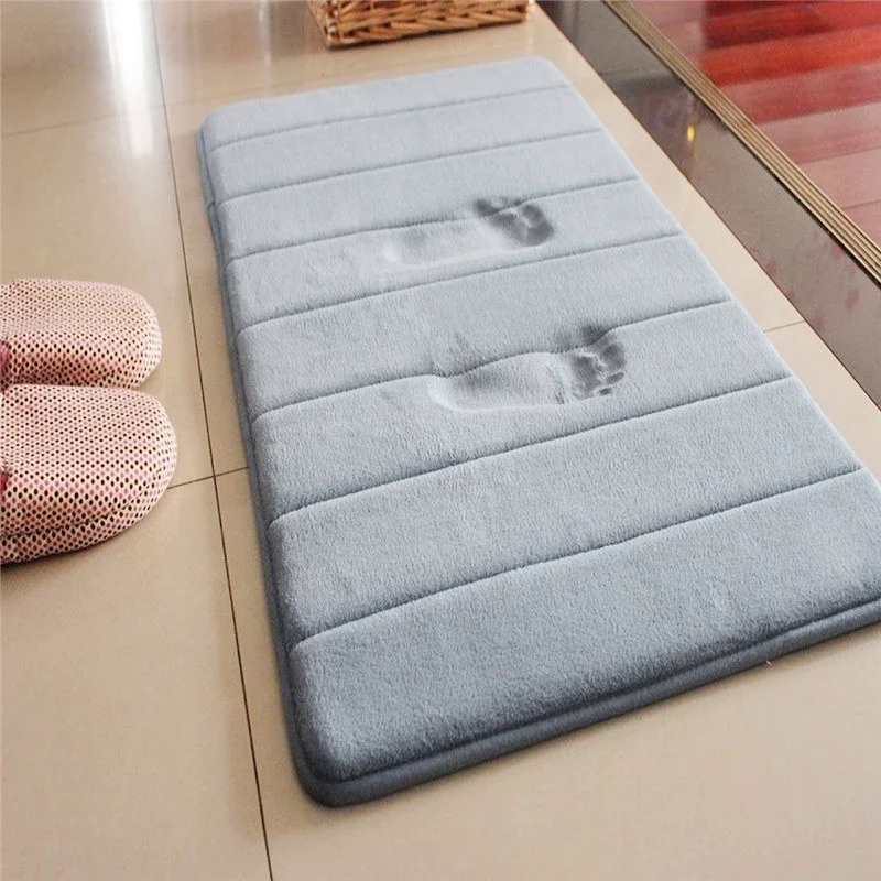 Household Bath Mat Coral Fleece Carpet Water Absorption Nonslip Thick Absorbent Washable Rug Toilet 