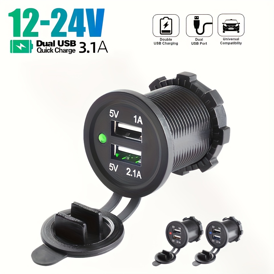 ซ็อกเก็ตที่จุดบุหรี่ 3.1A Dual USB 12V-24V กันน้ํา สําหรับรถยนต์ รถบรรทุก เรือ RV