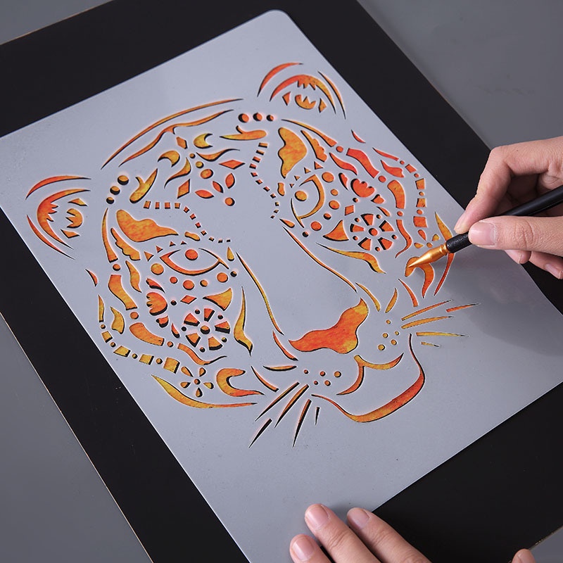 แผ่นแม่แบบฉลุลาย ฉลุลายสัตว์ ขนาด A4 สําหรับวาดภาพ ตกแต่ง DIY