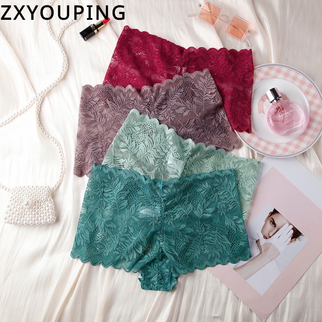 Zxyouping 1/5 ชิ้น กางเกงชั้นใน กลวง ผู้หญิง ชุดชั้นในลูกไม้ กางเกงเอวสูง ยกสะโพก ระบายอากาศ สบาย S-XL