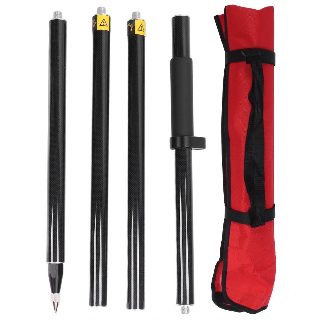 2 เมตร 4 ส่วนเสาสํารวจ RTK GPS คาร์บอน Fibre สํารวจปริซึมด้วย