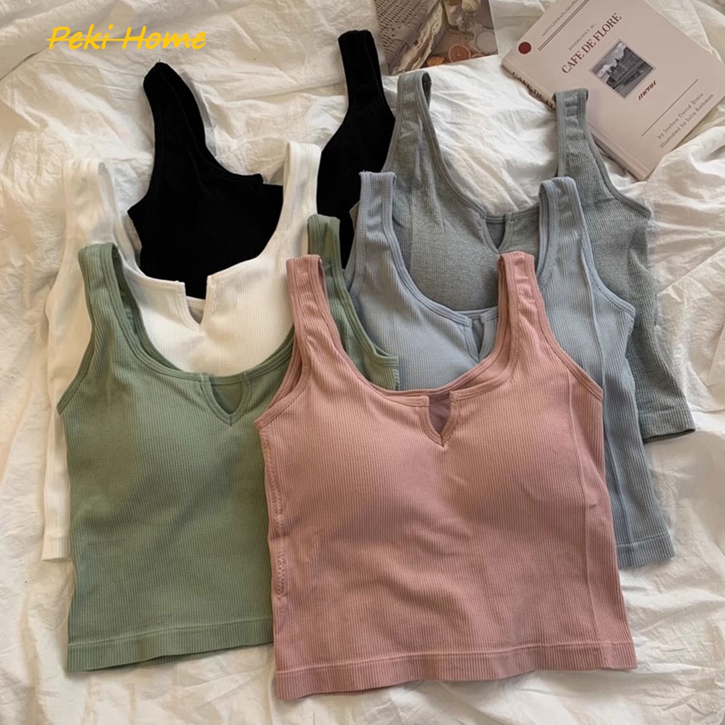 เสื้อกล้าม มีฟองน้ำในตัว สีพาสเทลน่ารัก