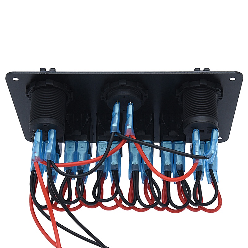 แผงสวิตช์โยก LED 3.1A 6 ช่อง พอร์ต USB คู่ กันน้ํา สําหรับรถยนต์ เรือ เบรกเกอร์ ควบคุมโวลต์มิเตอร์ ดิจิทัล LED - รูปที่ 5