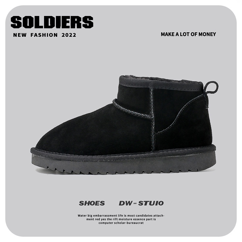 แฟชั่น Boots_Classic Fashion Winter Snow Jacket Fur Ladies Uggs Boots Tube ผ้าฝ้ายหนา Warm Fu ไม่มีก