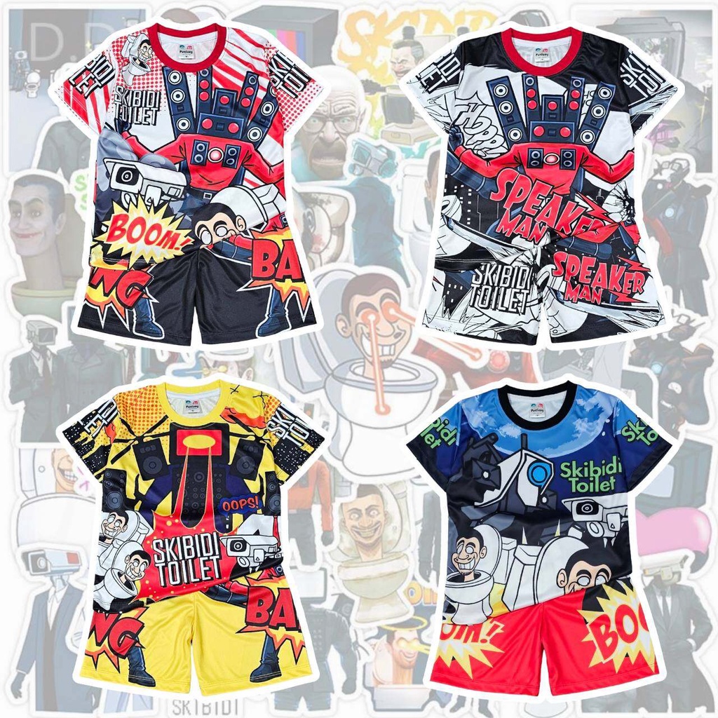 SKBD0913 ชุดเด็ก เสื้อแขนสั้น+กางเกงขาสั้น ผ้าไมโครเกรดA ลายการ์ตูน เสื้อผ้าเด็ก ชุดเด็กแฟชั่น ชุดเด็กลายการ์ตูน